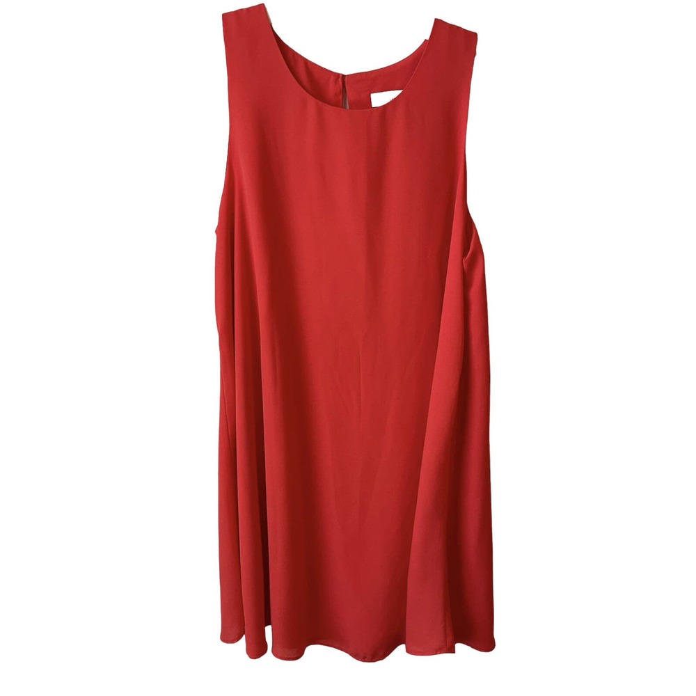 Sans Souci Dress Bright Coral Sleeveless A-Line Chiffon Flowy Size Medium